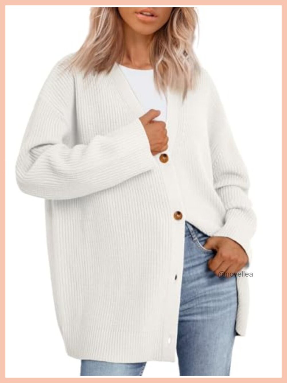 Oversized Open Front Cardigan Chunky Knit V-Neck Long Sleeve Sweater
